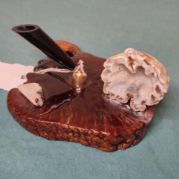 Academia Vintage Pen Holder with Agate Geode antique penmanship historical Boho - Picture 1 of 4